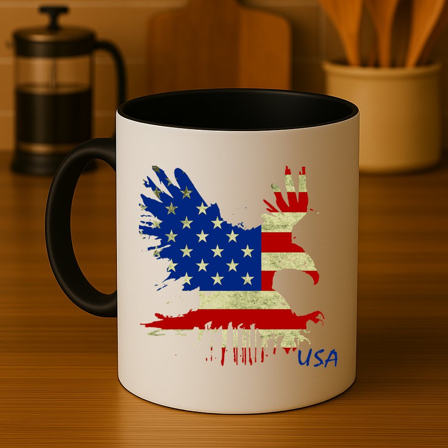 USA Bald Eagle Flag Drip 4th of July Mug