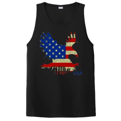 USA Bald Eagle Flag Drip 4th of July PosiCharge Competitor Tank