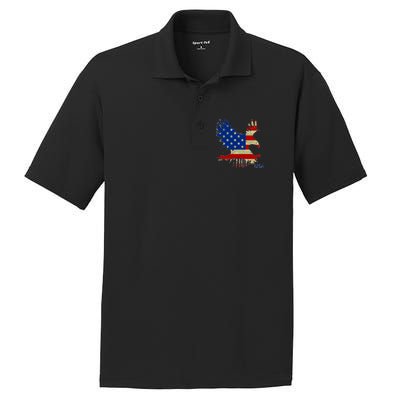 USA Bald Eagle Flag Drip 4th of July PosiCharge RacerMesh Polo