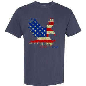 USA Bald Eagle Flag Drip 4th of July Garment-Dyed Heavyweight T-Shirt