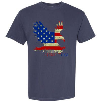 USA Bald Eagle Flag Drip 4th of July Garment-Dyed Heavyweight T-Shirt