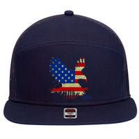 USA Bald Eagle Flag Drip 4th of July 7 Panel Mesh Trucker Snapback Hat