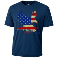 USA Bald Eagle Flag Drip 4th of July Cooling Performance Crew T-Shirt