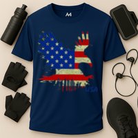 USA Bald Eagle Flag Drip 4th of July Cooling Performance Crew T-Shirt