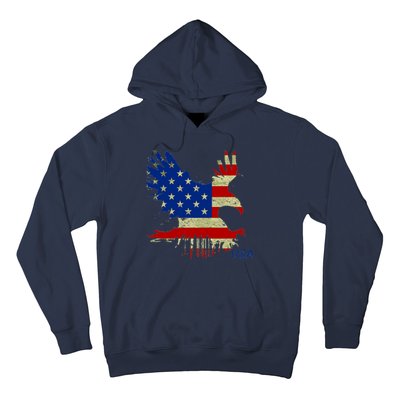 USA Bald Eagle Flag Drip 4th of July Hoodie