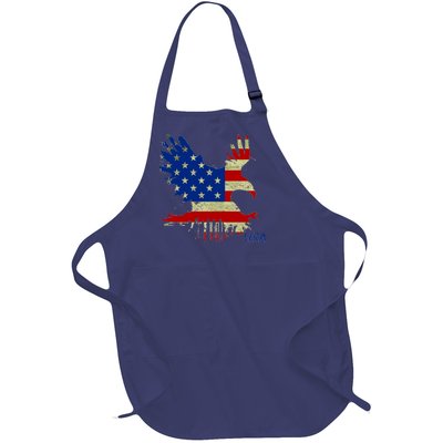 USA Bald Eagle Flag Drip 4th of July Full-Length Apron With Pockets