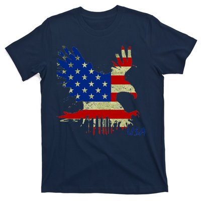 USA Bald Eagle Flag Drip 4th of July T-Shirt