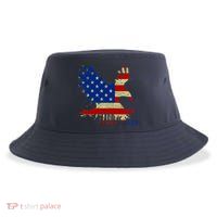 USA Bald Eagle Flag Drip 4th of July Sustainable Bucket Hat