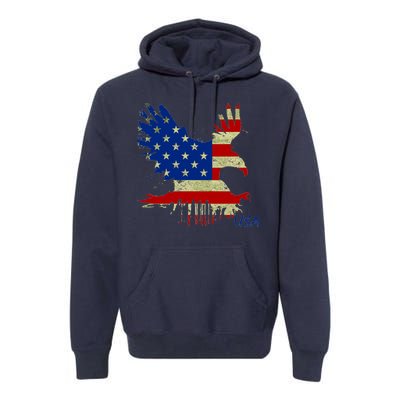 USA Bald Eagle Flag Drip 4th of July Premium Hoodie