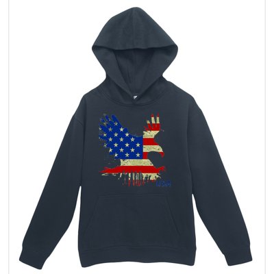 USA Bald Eagle Flag Drip 4th of July Urban Pullover Hoodie