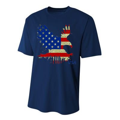 USA Bald Eagle Flag Drip 4th of July Performance Sprint T-Shirt