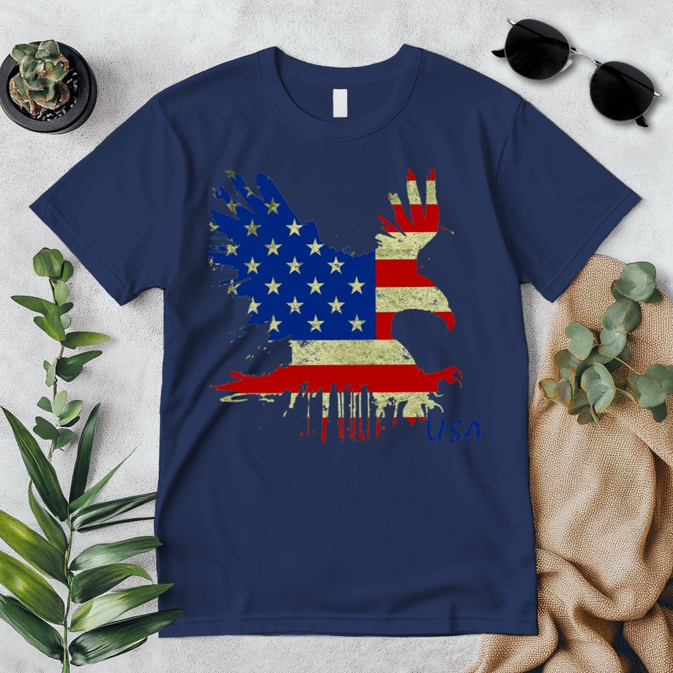 USA Bald Eagle Flag Drip 4th of July Premium T-Shirt