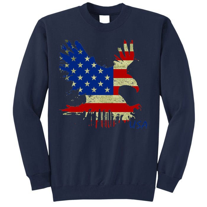 USA Bald Eagle Flag Drip 4th of July Tall Sweatshirt