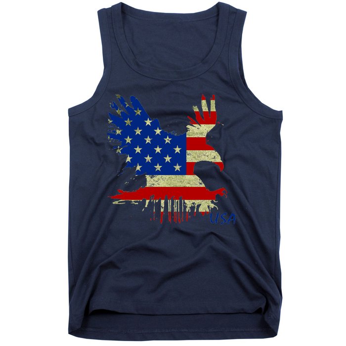 USA Bald Eagle Flag Drip 4th of July Tank Top