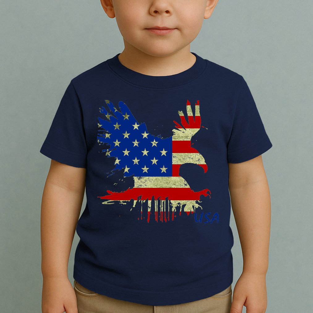 USA Bald Eagle Flag Drip 4th of July Toddler T-Shirt
