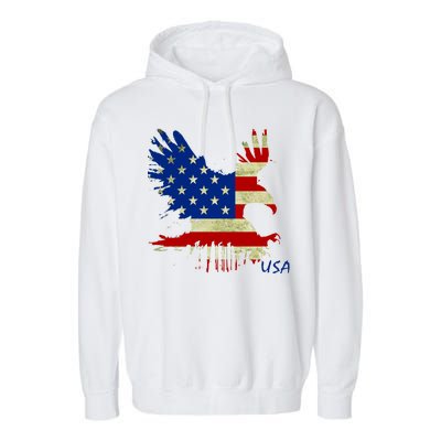 USA Bald Eagle Flag Drip 4th of July Garment-Dyed Fleece Hoodie