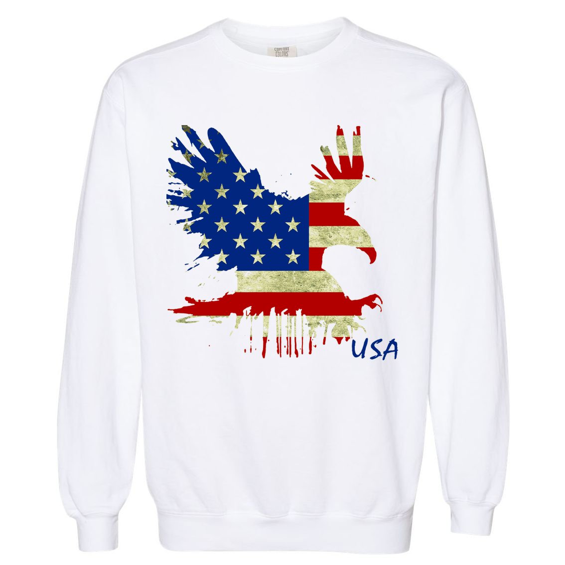 USA Bald Eagle Flag Drip 4th of July Garment-Dyed Sweatshirt