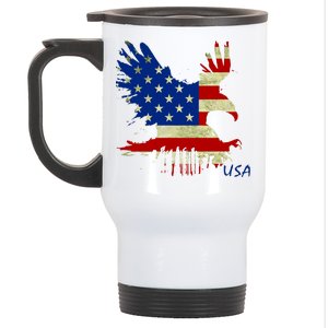 USA Bald Eagle Flag Drip 4th of July Stainless Steel Travel Mug