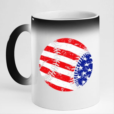 USA Baseball 11oz Black Color Changing Mug