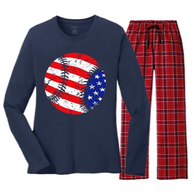 USA Baseball Women's Long Sleeve Flannel Pajama Set 