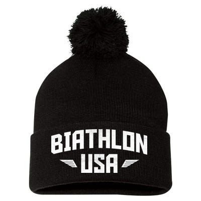 USA Biathlon Arch Team Pom Pom 12in Knit Beanie