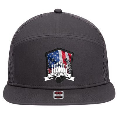 USA Bowling Team 7 Panel Mesh Trucker Snapback Hat