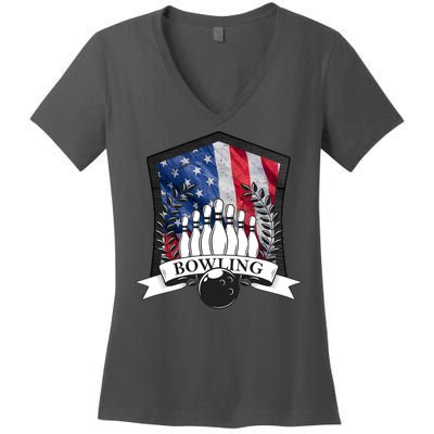 USA Bowling Team Women's V-Neck T-Shirt