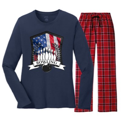 USA Bowling Team Women's Long Sleeve Flannel Pajama Set 