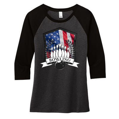 USA Bowling Team Women's Tri-Blend 3/4-Sleeve Raglan Shirt