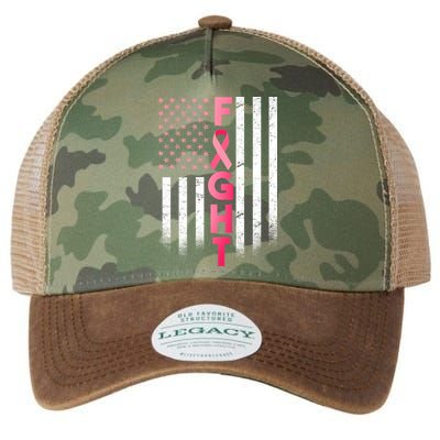 USA Breast Cancer Awareness Fight Logo Legacy Tie Dye Trucker Hat