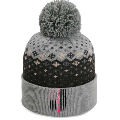 USA Breast Cancer Awareness Fight Logo The Baniff Cuffed Pom Beanie