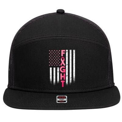 USA Breast Cancer Awareness Fight Logo 7 Panel Mesh Trucker Snapback Hat