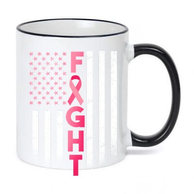 USA Breast Cancer Awareness Fight Logo 11oz Black Color Changing Mug