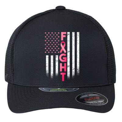 USA Breast Cancer Awareness Fight Logo Flexfit Unipanel Trucker Cap