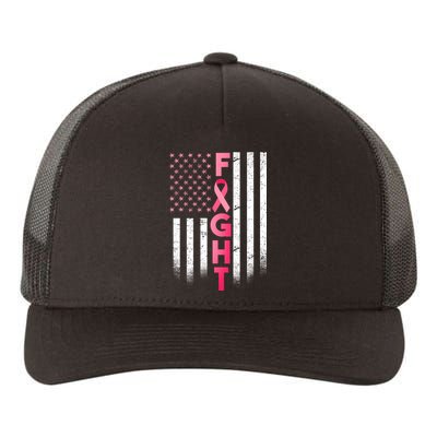 USA Breast Cancer Awareness Fight Logo Yupoong Adult 5-Panel Trucker Hat