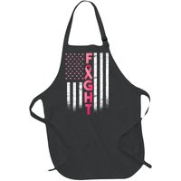 USA Breast Cancer Awareness Fight Logo Full-Length Apron With Pockets