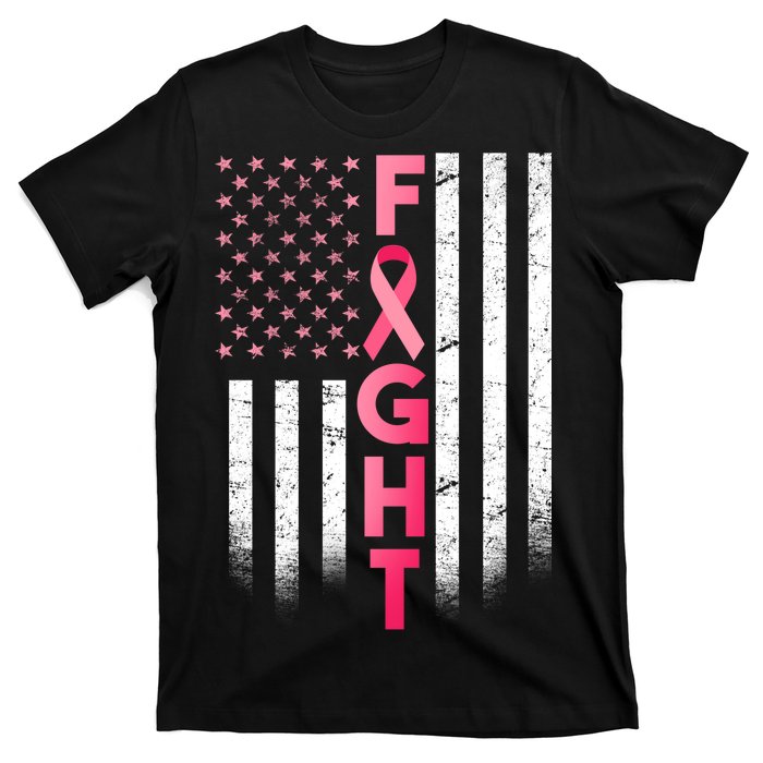 USA Breast Cancer Awareness Fight Logo T-Shirt