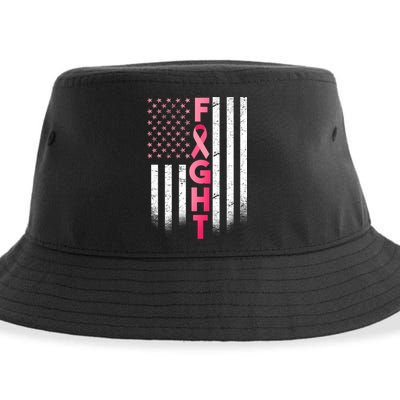 USA Breast Cancer Awareness Fight Logo Sustainable Bucket Hat