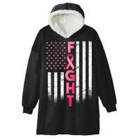 USA Breast Cancer Awareness Fight Logo Hooded Wearable Blanket