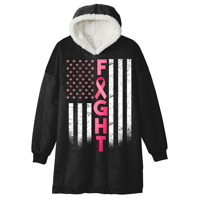 USA Breast Cancer Awareness Fight Logo Hooded Wearable Blanket