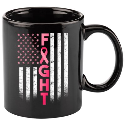 USA Breast Cancer Awareness Fight Logo 11oz C Handle Ceramic Mug