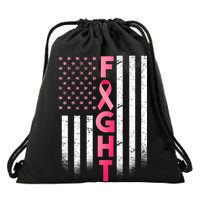 USA Breast Cancer Awareness Fight Logo Drawstring Bag