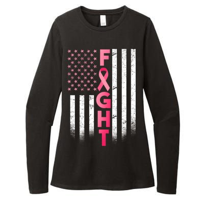 USA Breast Cancer Awareness Fight Logo Womens CVC Long Sleeve Shirt