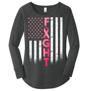 USA Breast Cancer Awareness Fight Logo Women's Perfect Tri Tunic Long Sleeve Shirt