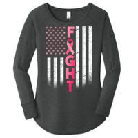 USA Breast Cancer Awareness Fight Logo Women's Perfect Tri Tunic Long Sleeve Shirt