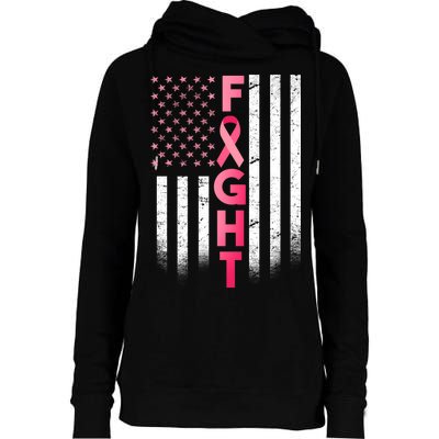 USA Breast Cancer Awareness Fight Logo Womens Funnel Neck Pullover Hood