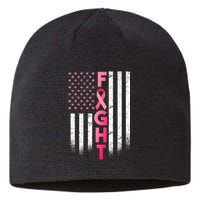 USA Breast Cancer Awareness Fight Logo Sustainable Beanie