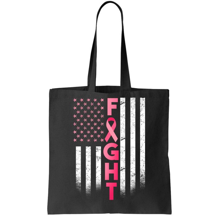 USA Breast Cancer Awareness Fight Logo Tote Bag