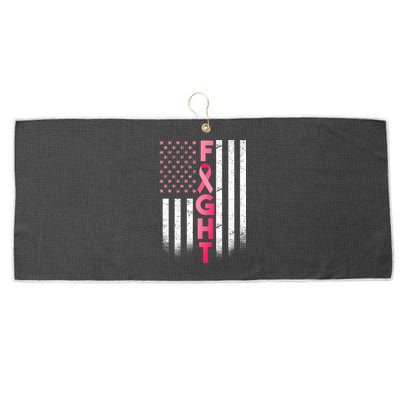 USA Breast Cancer Awareness Fight Logo Large Microfiber Waffle Golf Towel