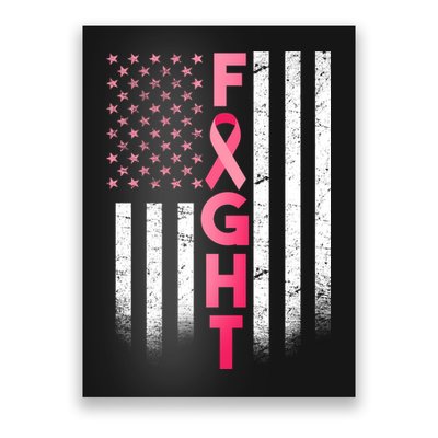 USA Breast Cancer Awareness Fight Logo Poster